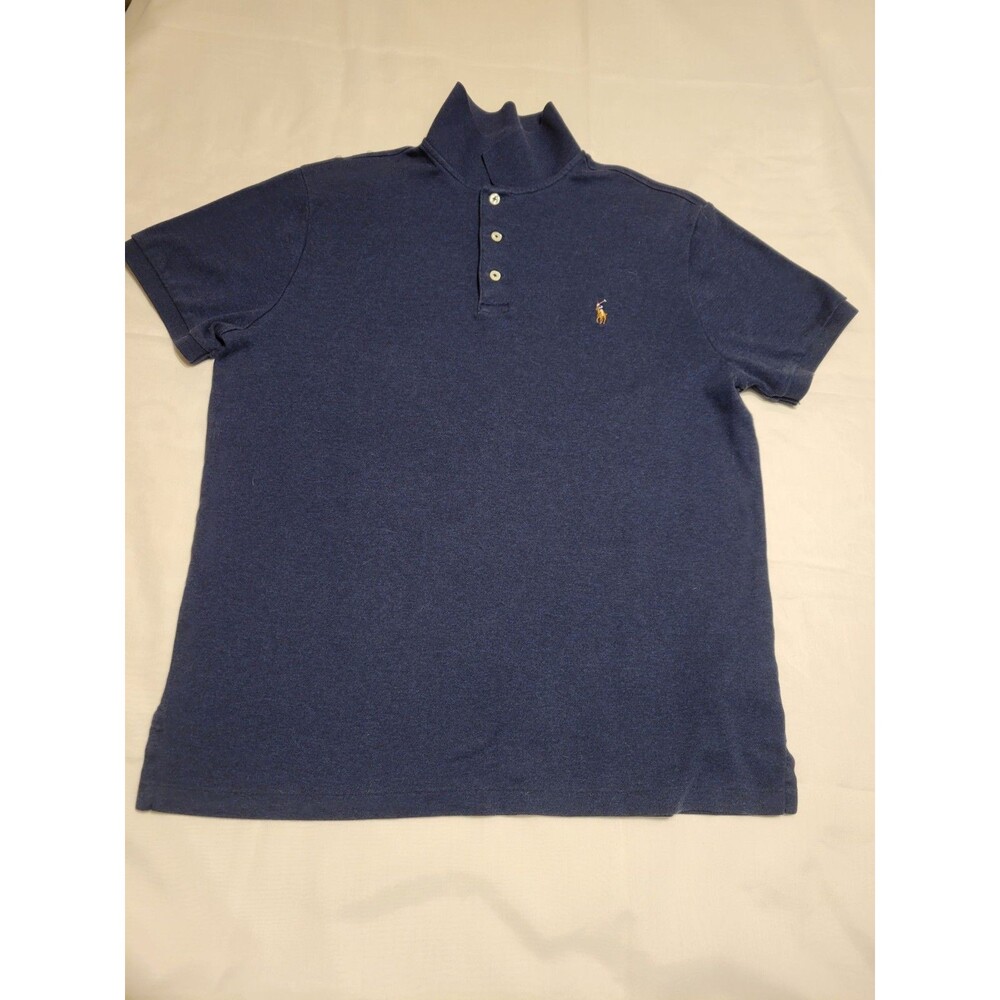 Polo Ralph Lauren Men's Blue Polo Shirt Custom Slim Fit, Short Sleeve, Size L
